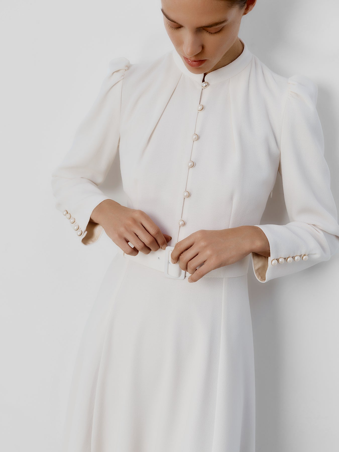 Ahana Cream Long Sleeve Dress