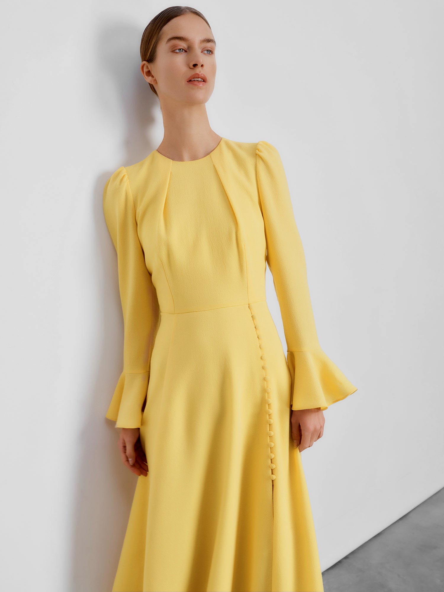 Yahvi Lemon Crepe Dress