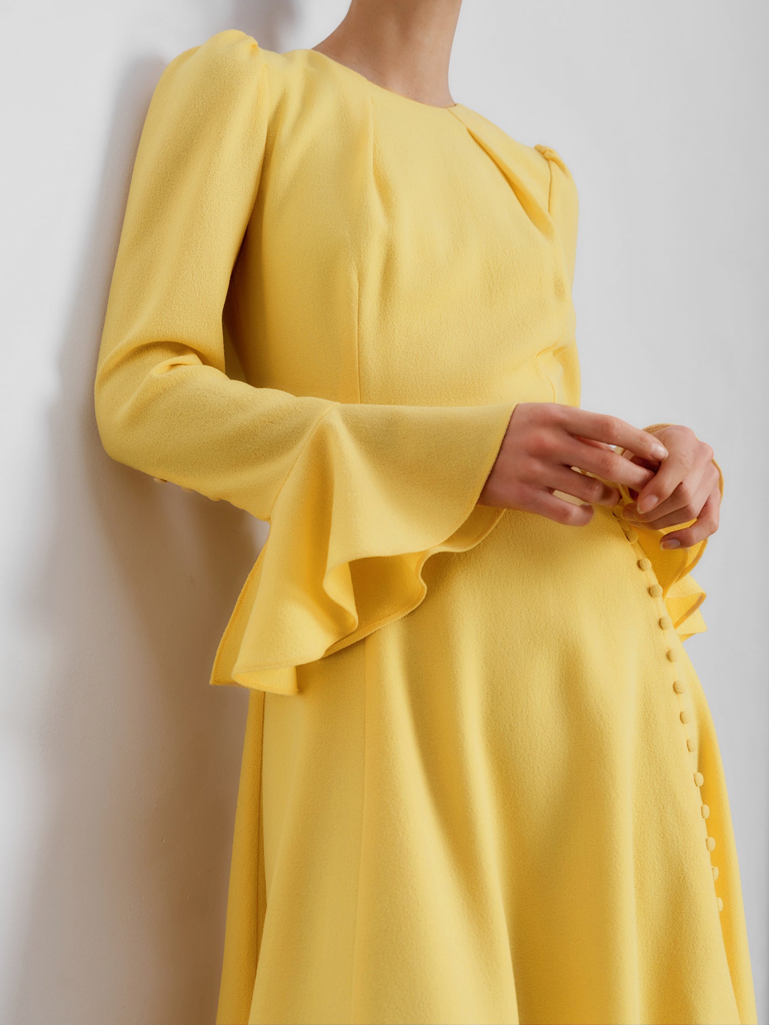 Yahvi Lemon Crepe Dress