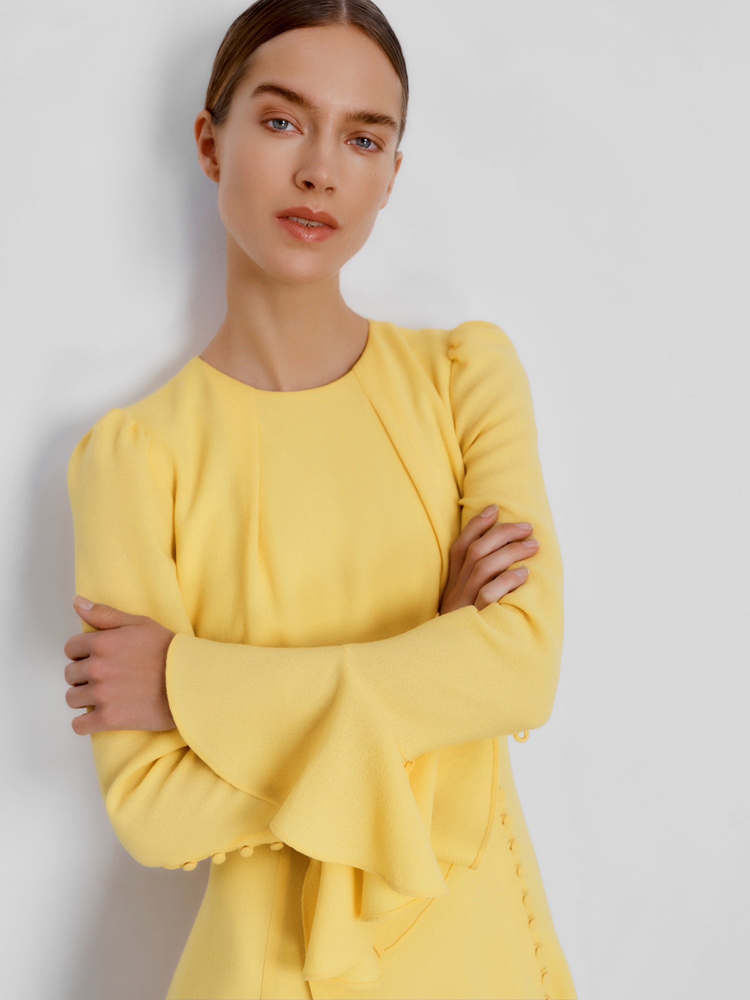 Yahvi Lemon Crepe Dress