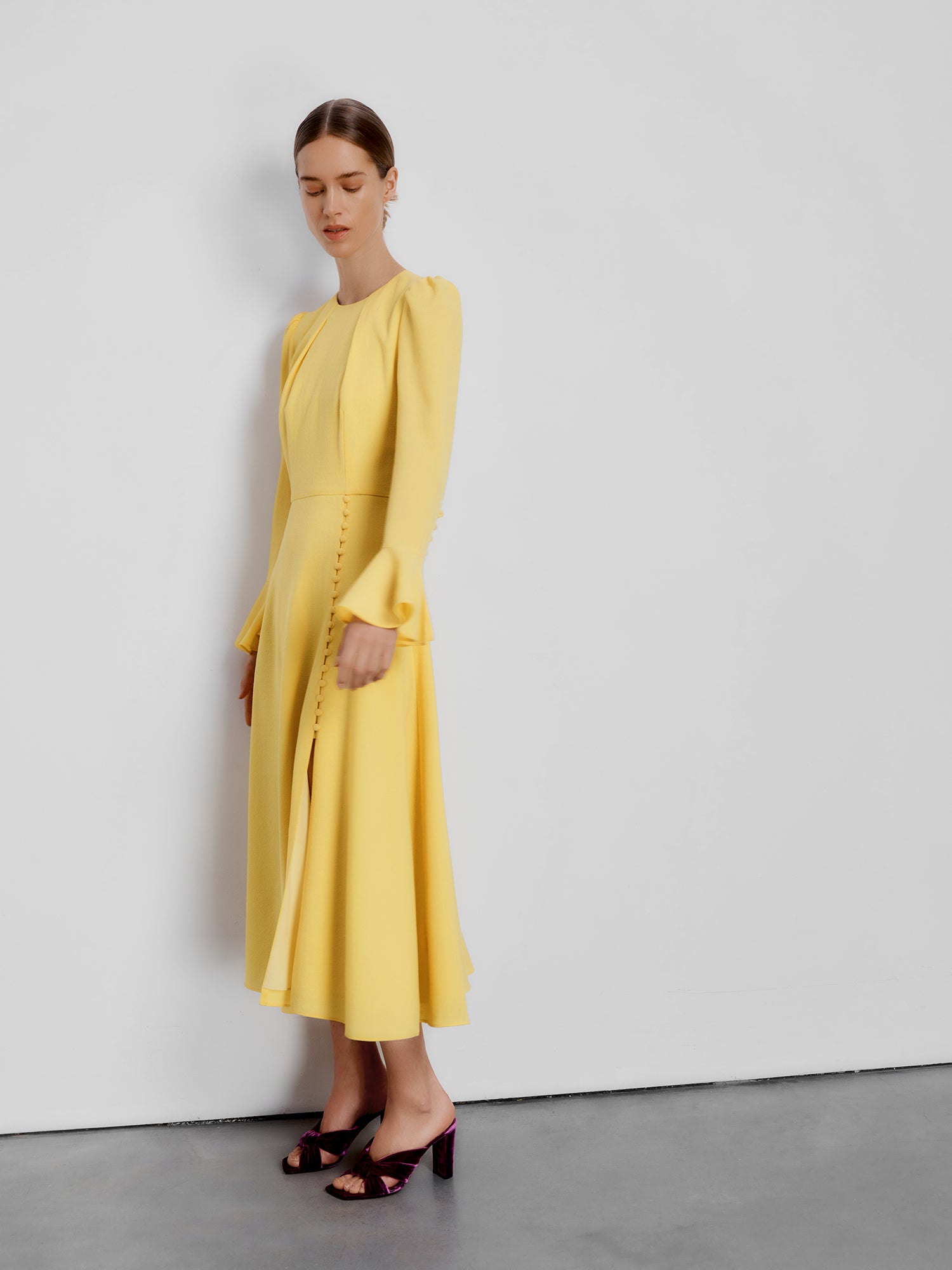 Yahvi Lemon Crepe Dress