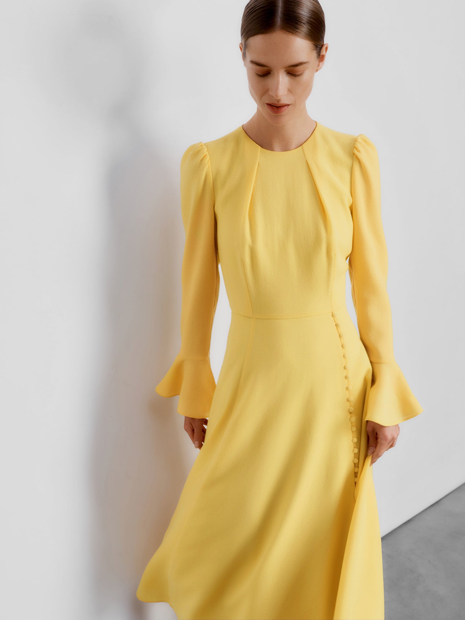 Yahvi Lemon Crepe Dress