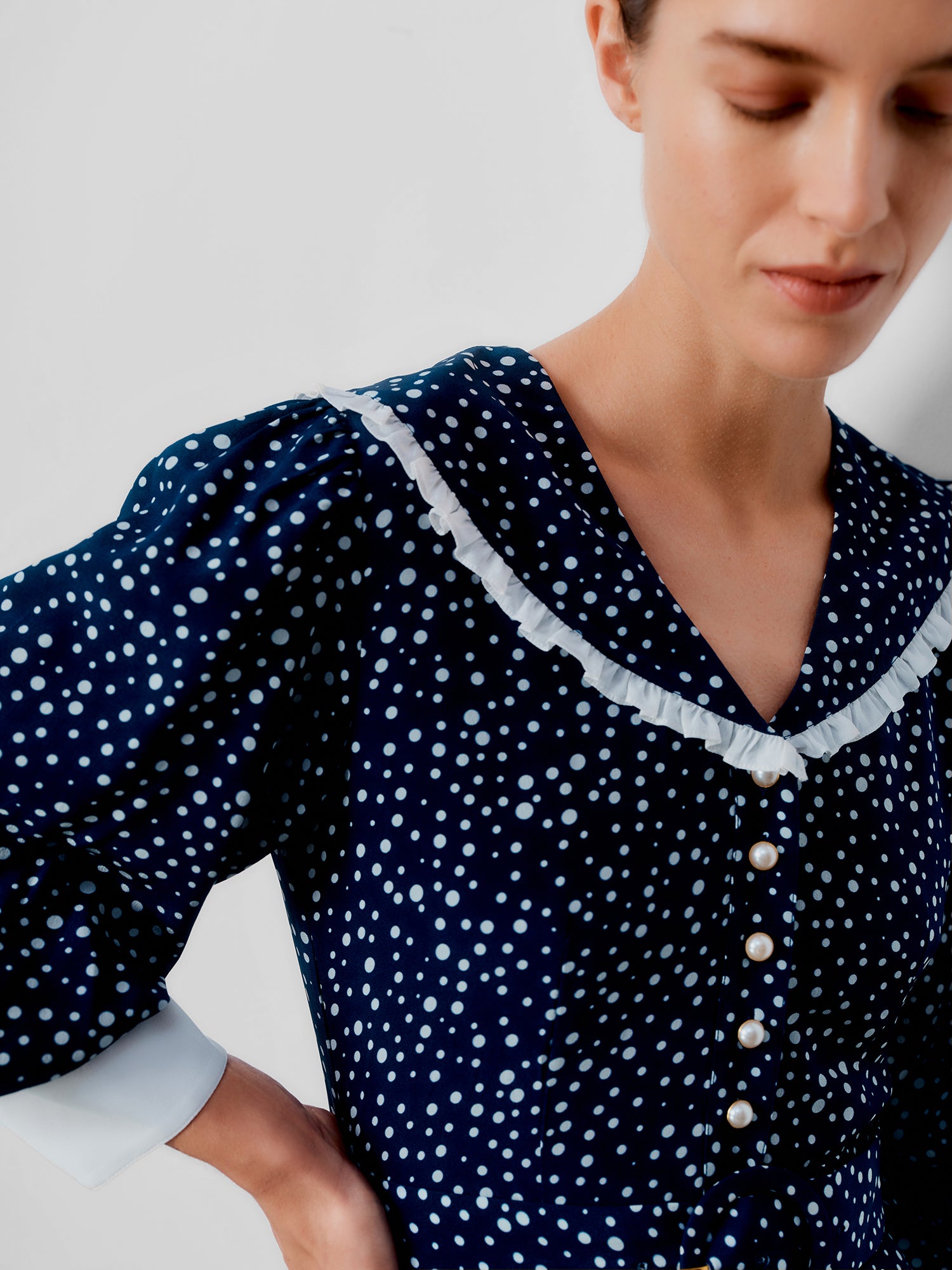 Romily Navy Polka Dress