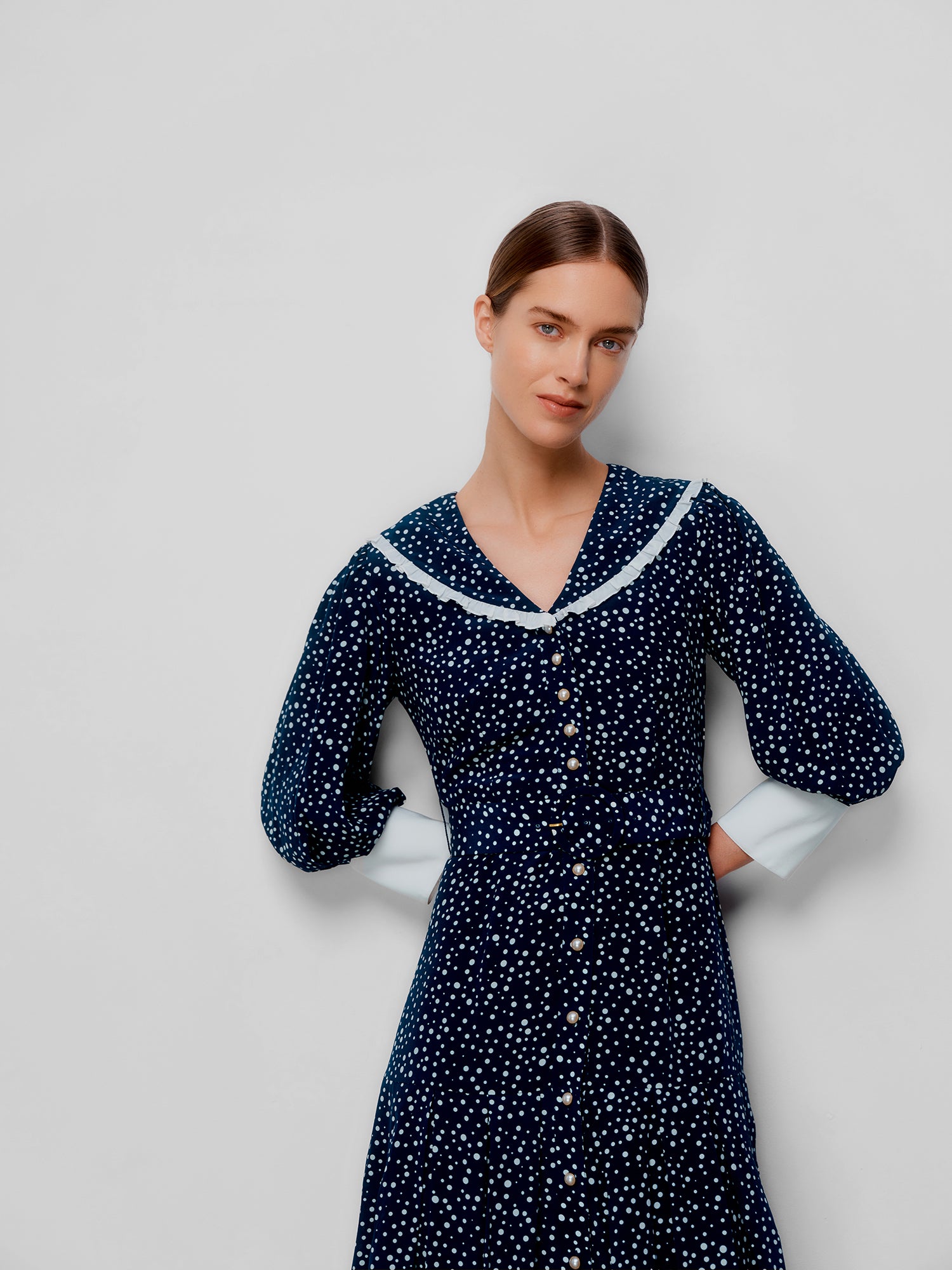 Romily Navy Polka Dress