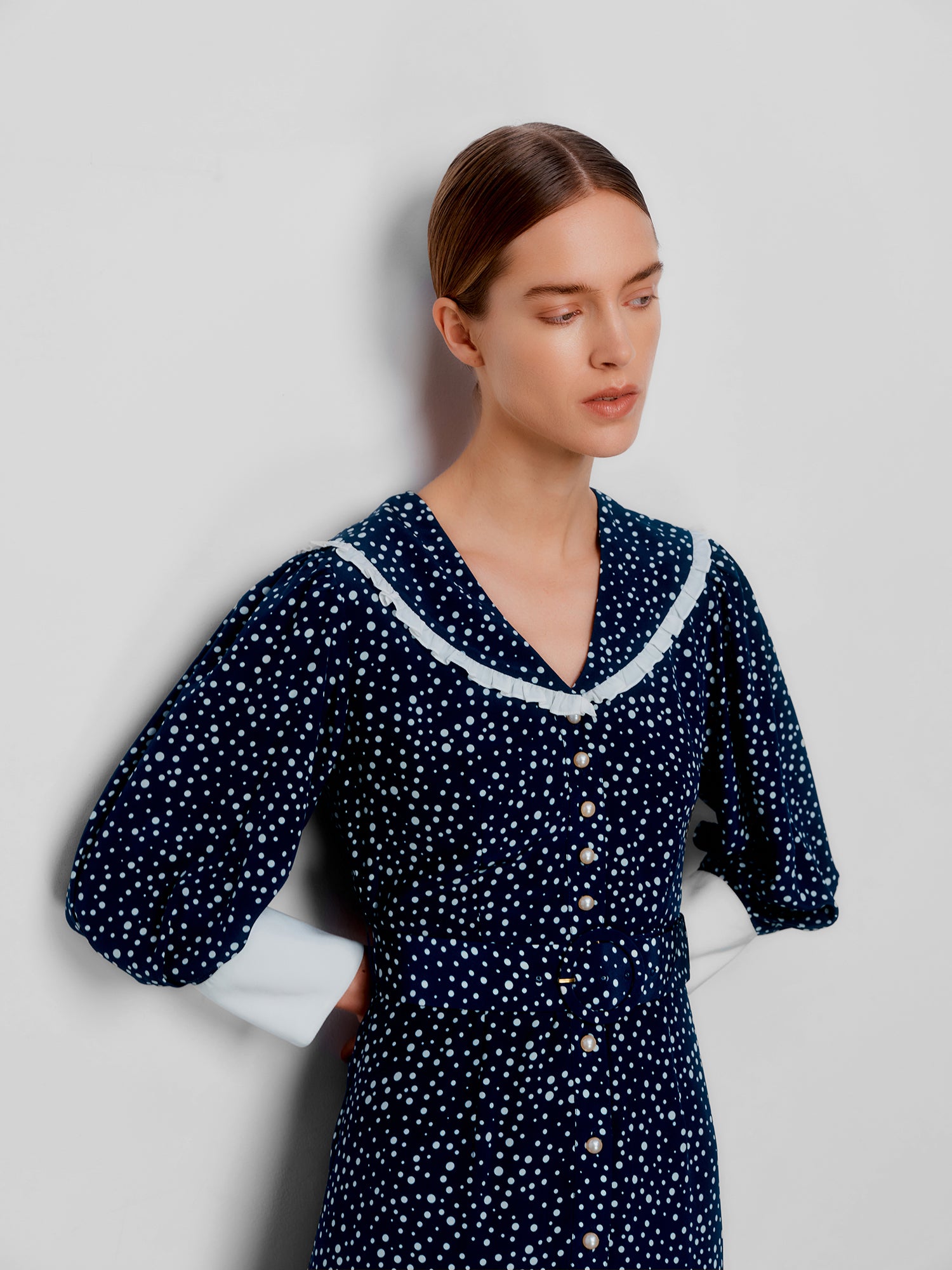 Romily Navy Polka Dress