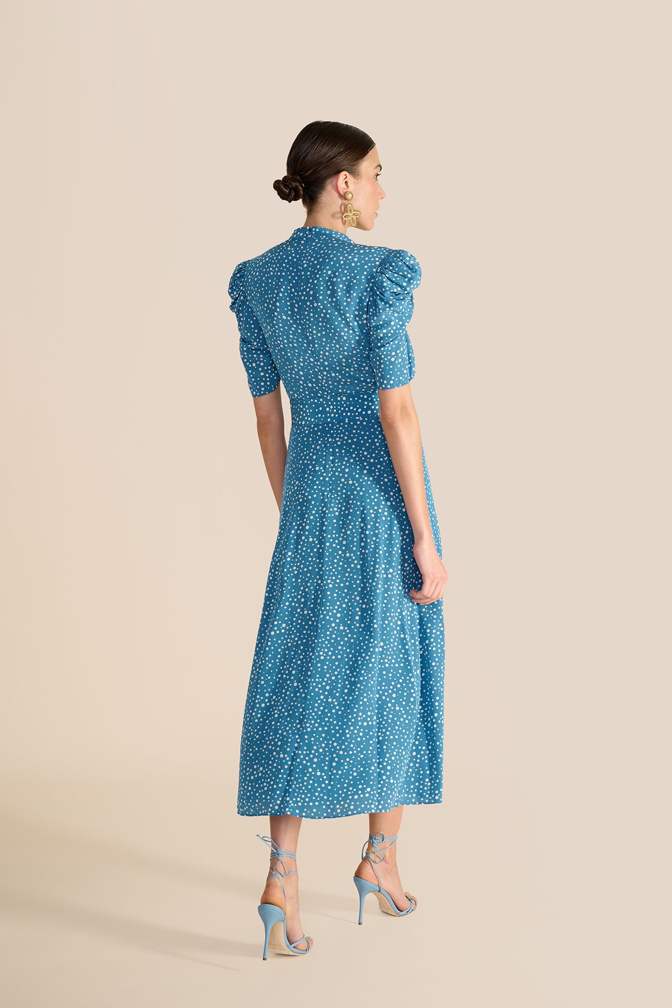 Ahana Bright Blue Polka Dress