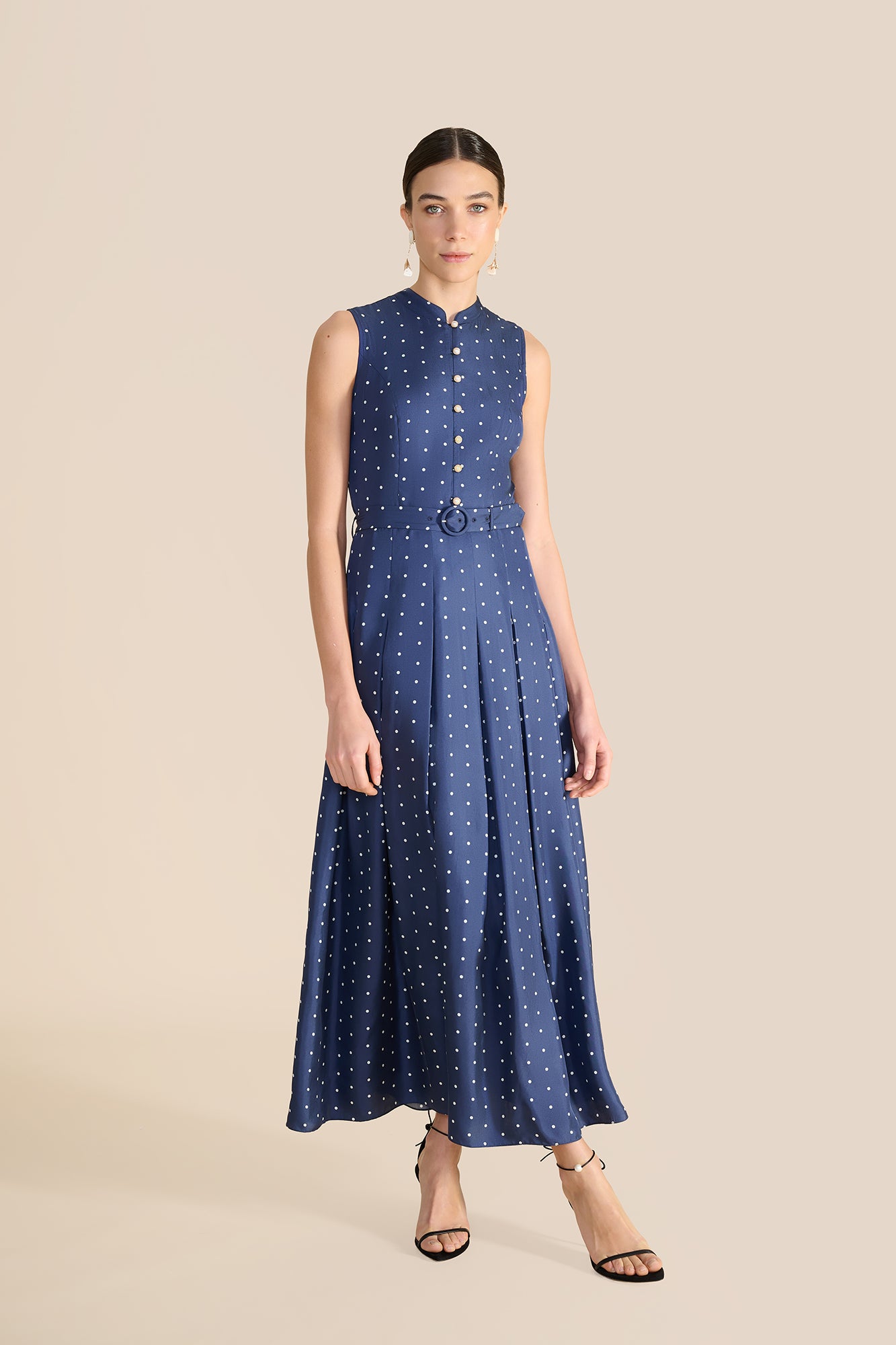 Annabel Navy & Ivory Polka Dot Dress