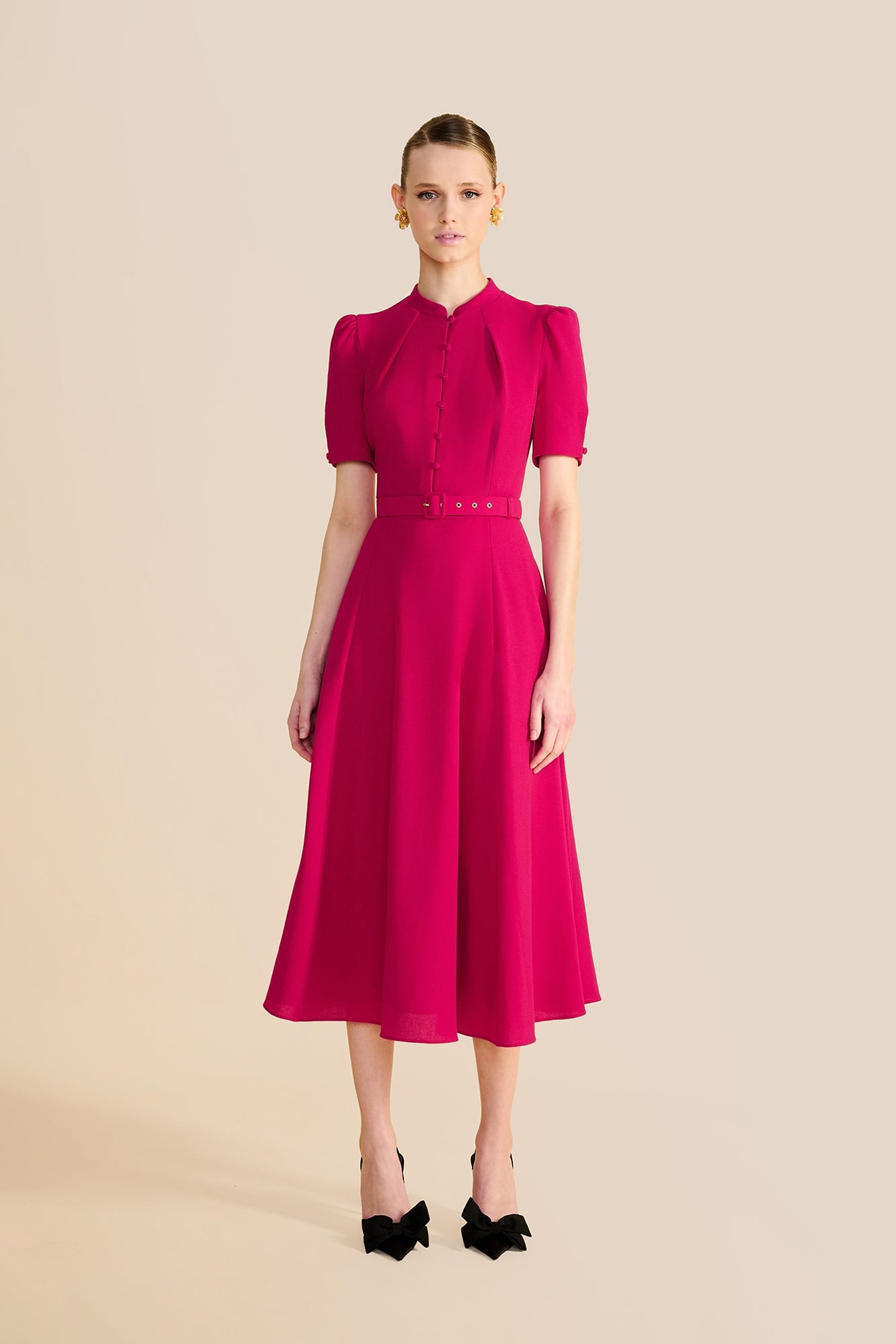 Ahana Fuchsia Short Sleeve Dress