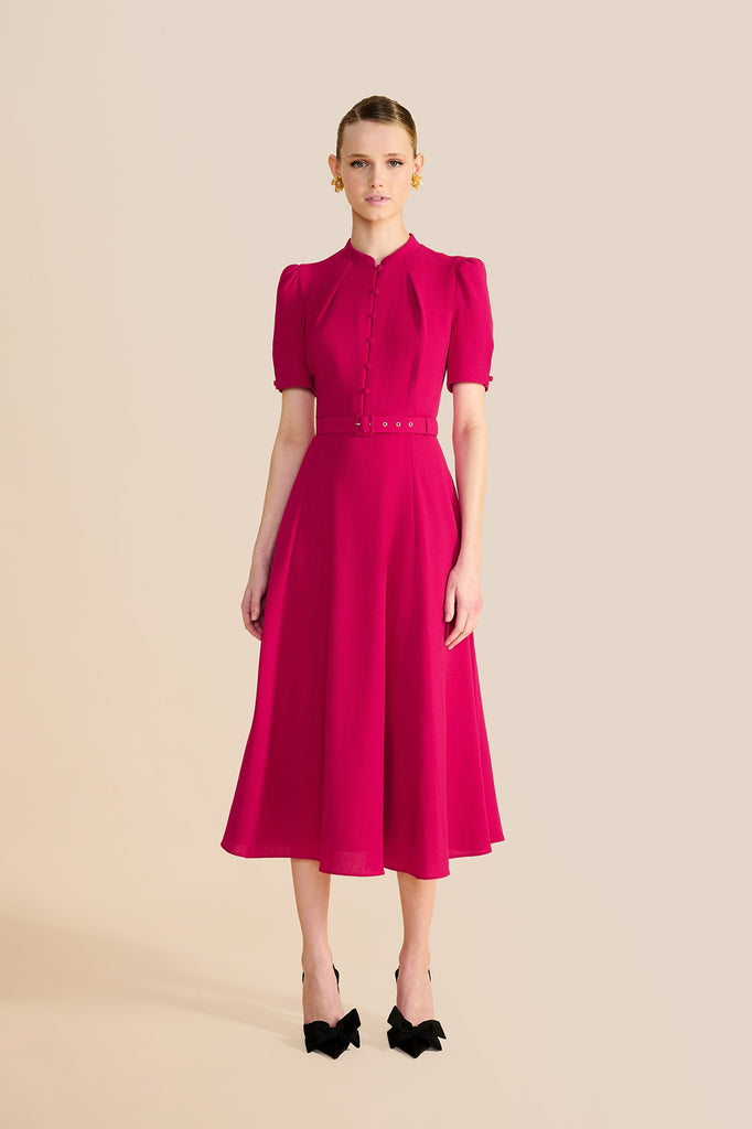 Ahana Fuchsia Short Sleeve Dress