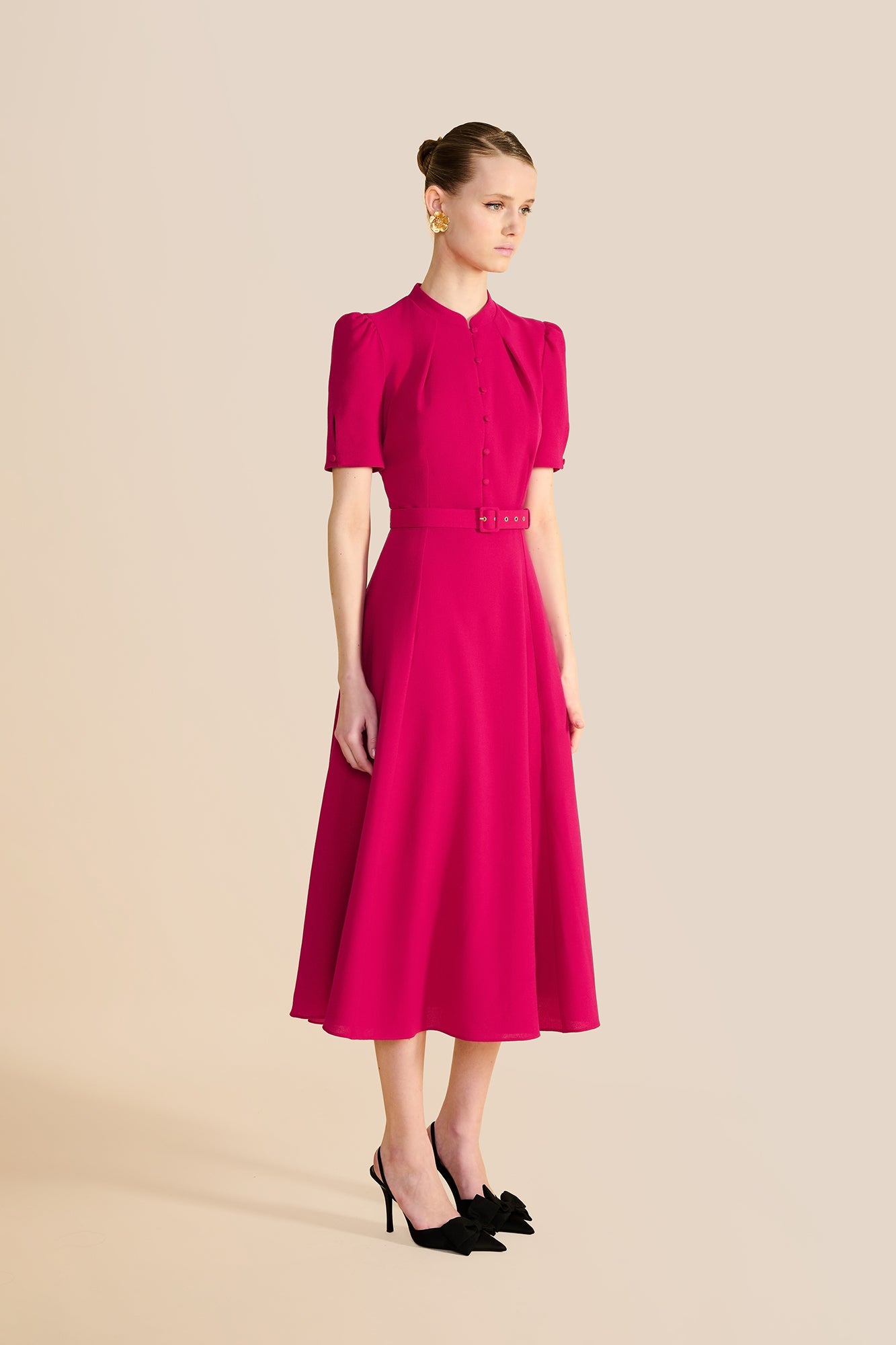 Ahana Fuchsia Short Sleeve Dress