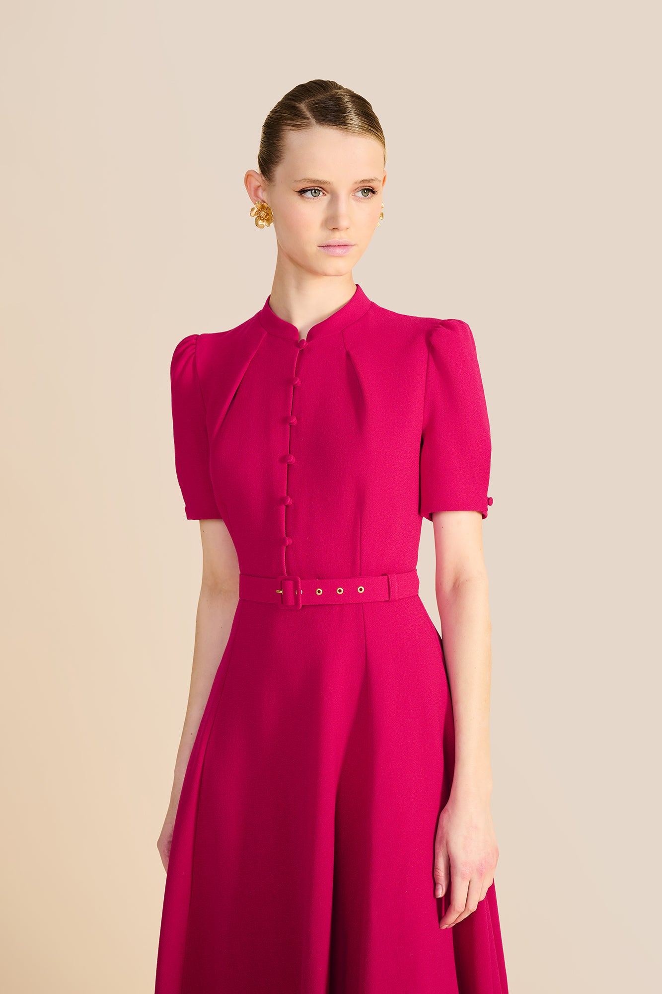 Ahana Fuchsia Short Sleeve Dress