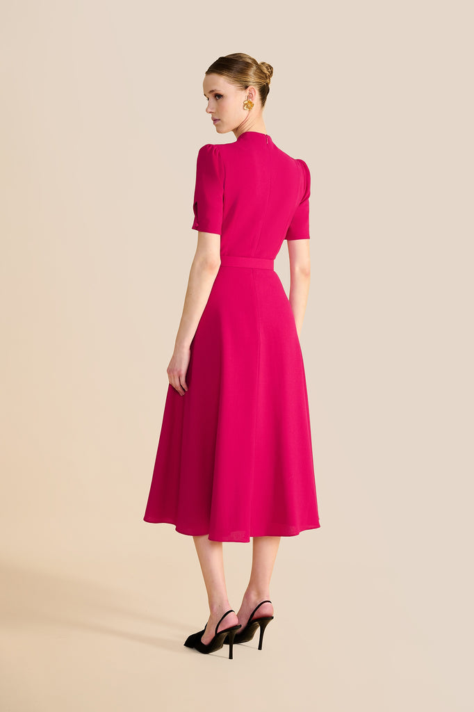 Ahana Fuchsia Short Sleeve Dress