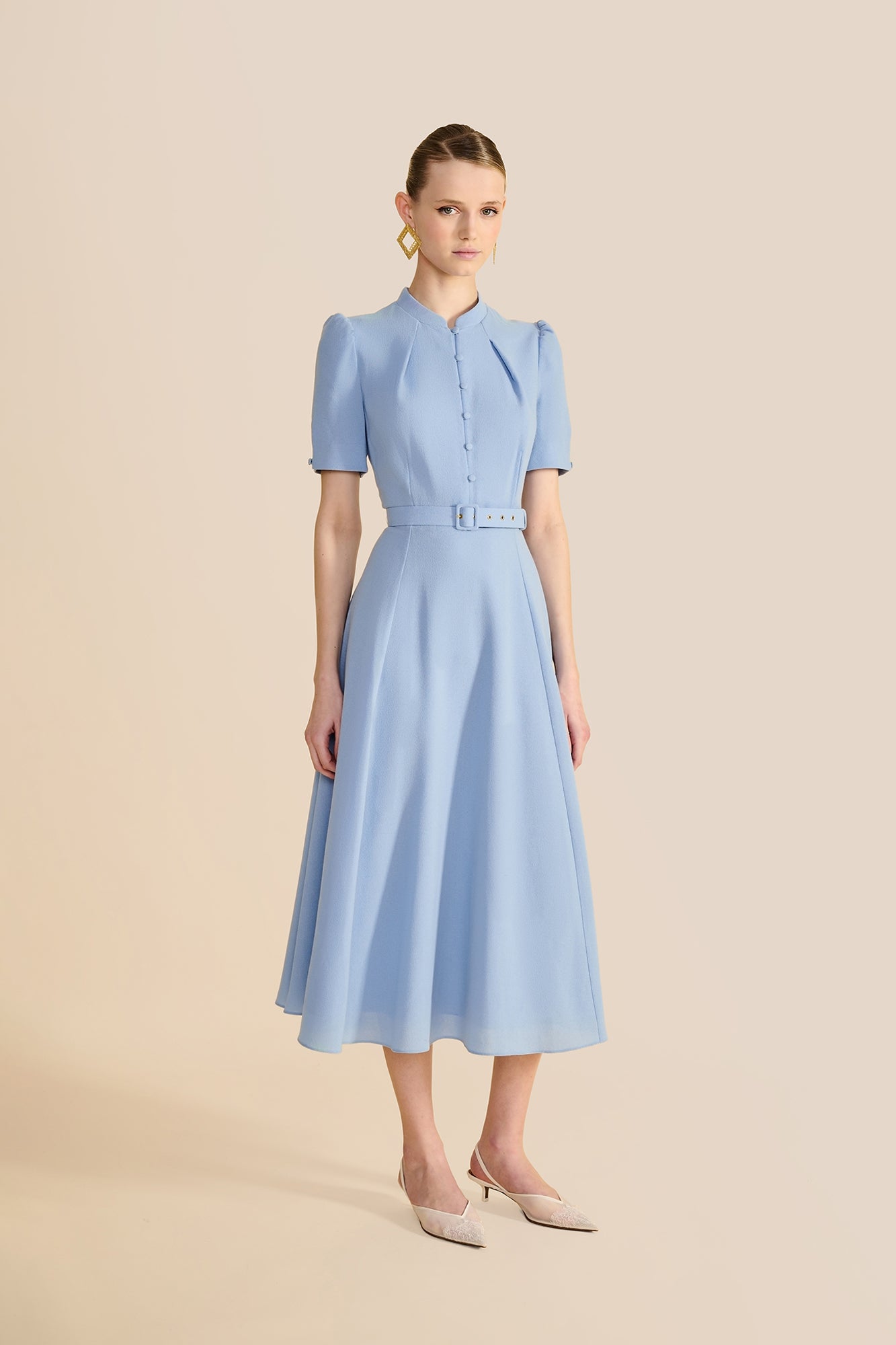 Ahana Pale Blue Short Sleeve Dress