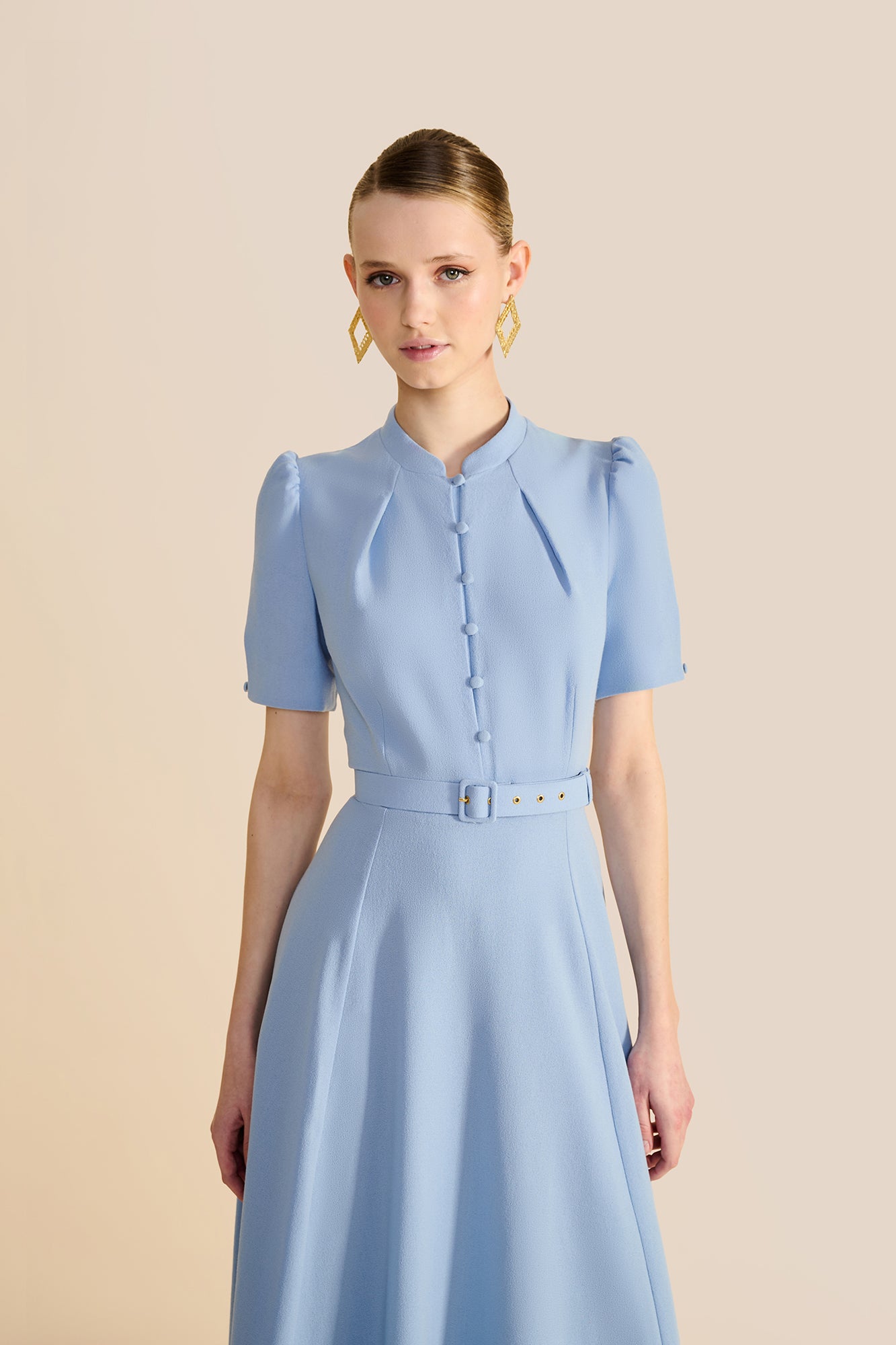 Ahana Pale Blue Short Sleeve Dress