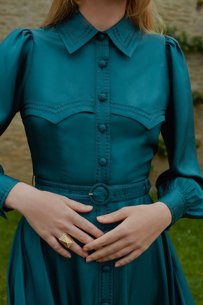 Isadora Teal Shirt Dress