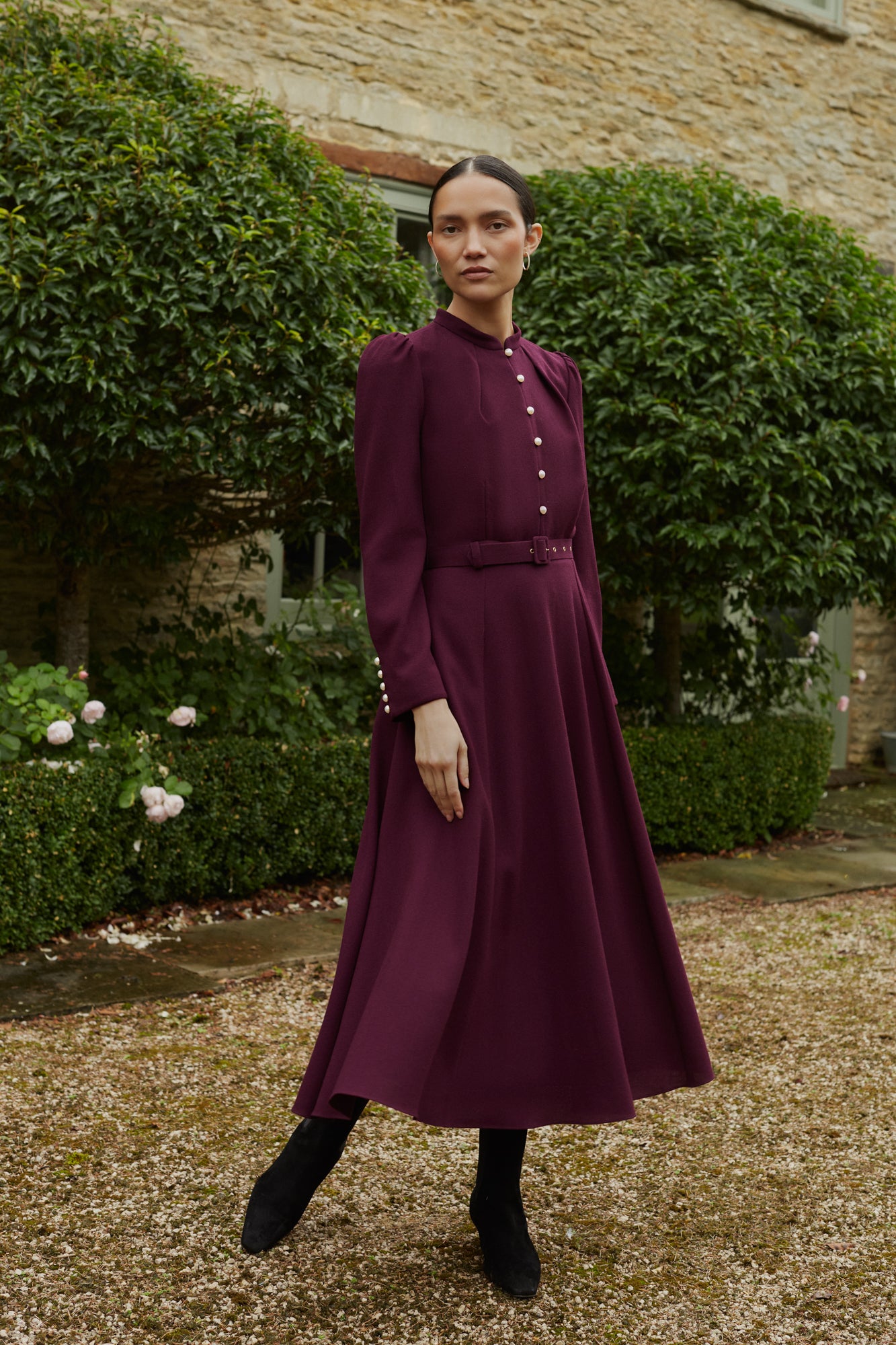 Ahana Plum Long Sleeve Dress