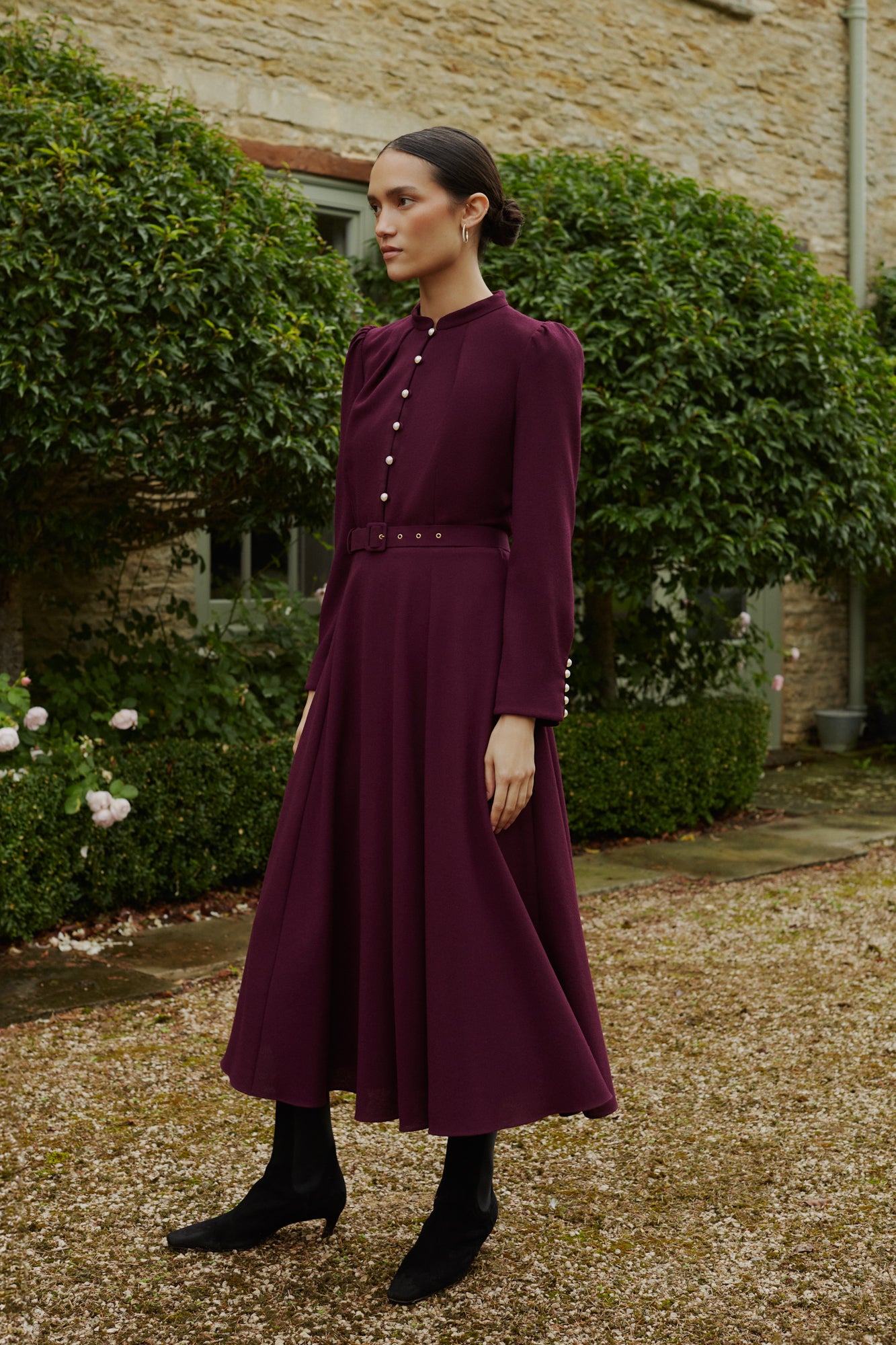 Ahana Plum Long Sleeve Dress