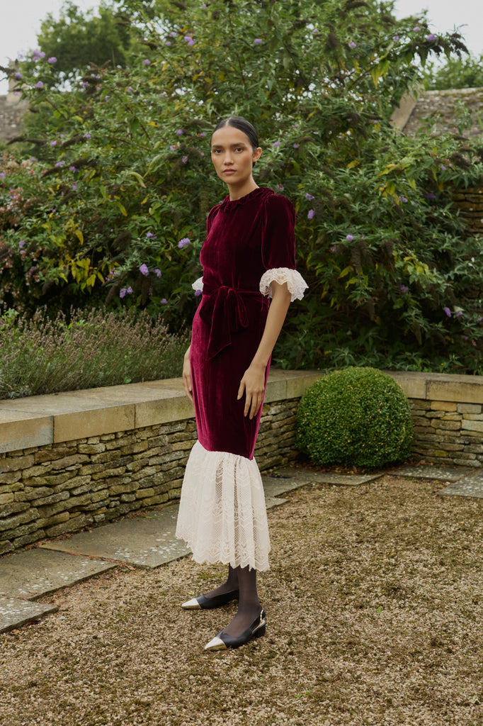 Aster Burgundy Velvet Dress