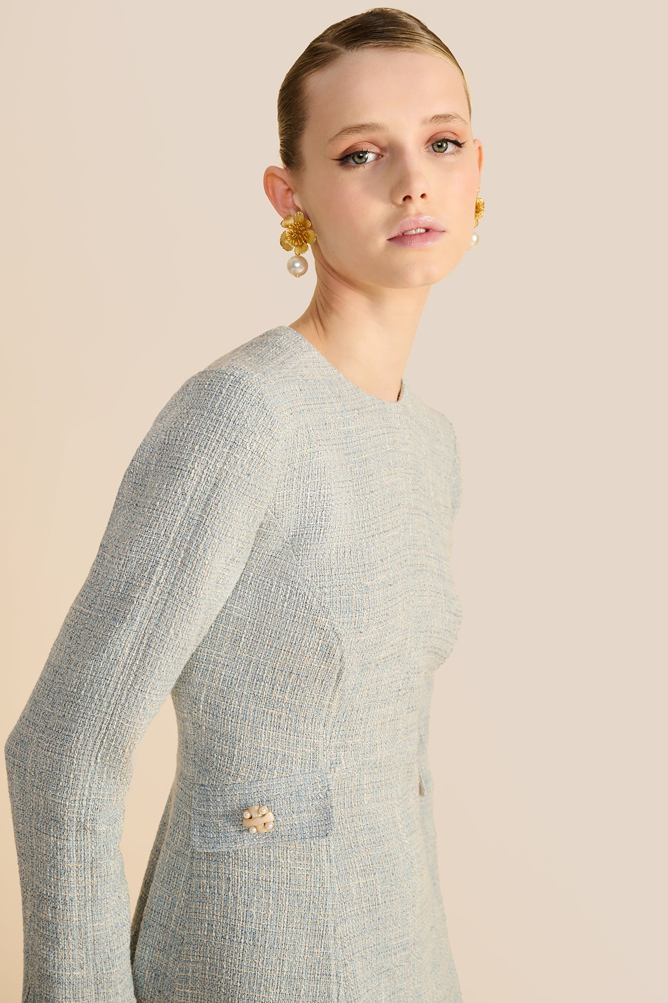 Constance Pale Blue Boucle Dress