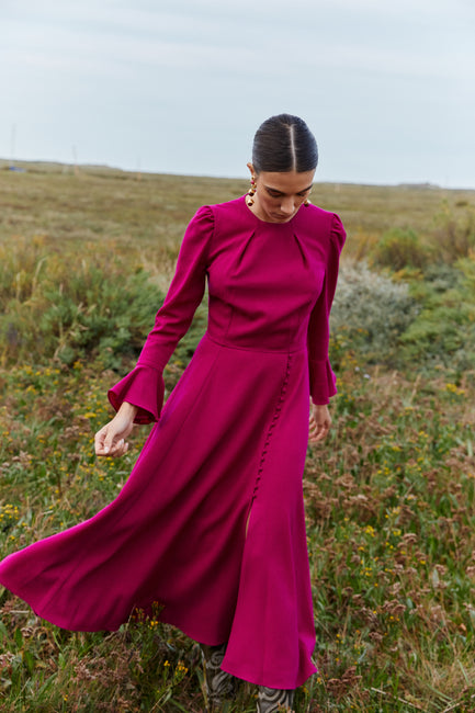 Long sleeve 2024 fuchsia dress