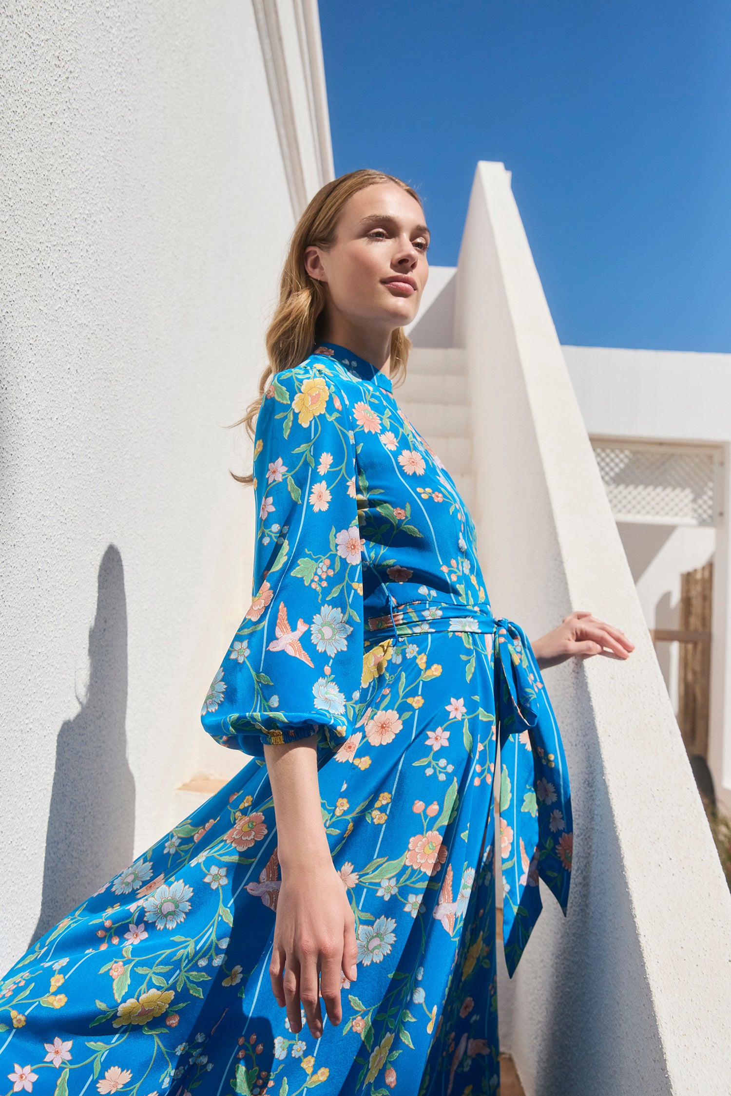 Sonia Bamboo & Birds Bright Blue Dress