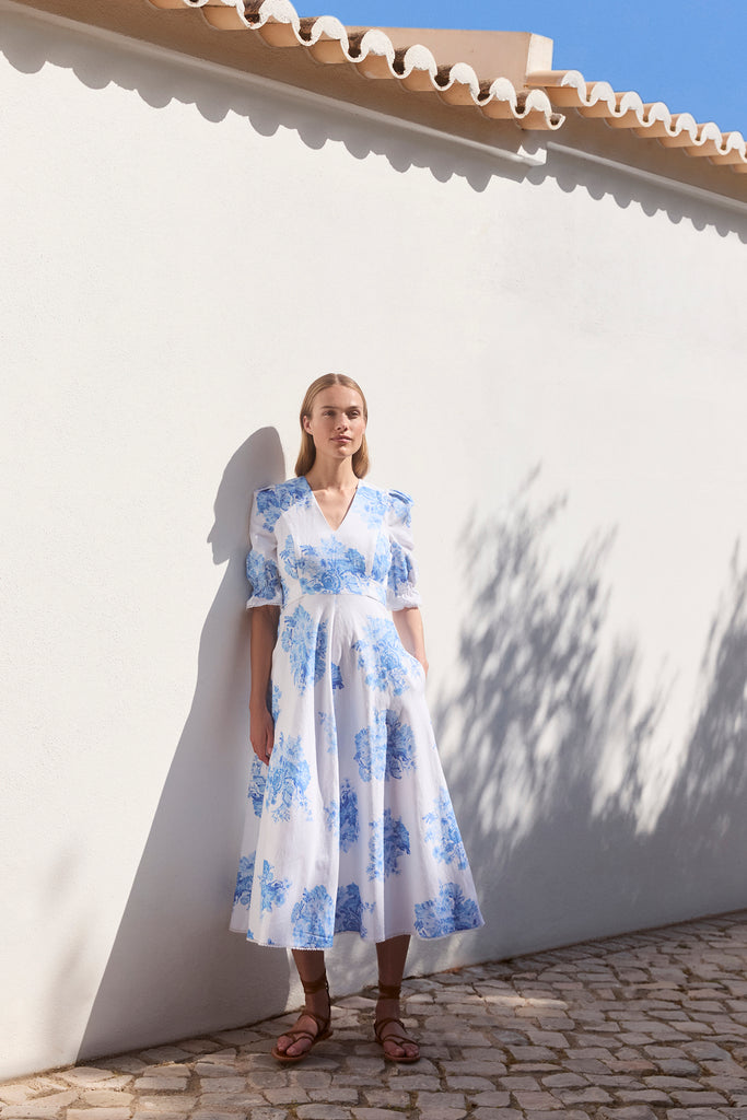 Flora Blue Garden Floral Dress