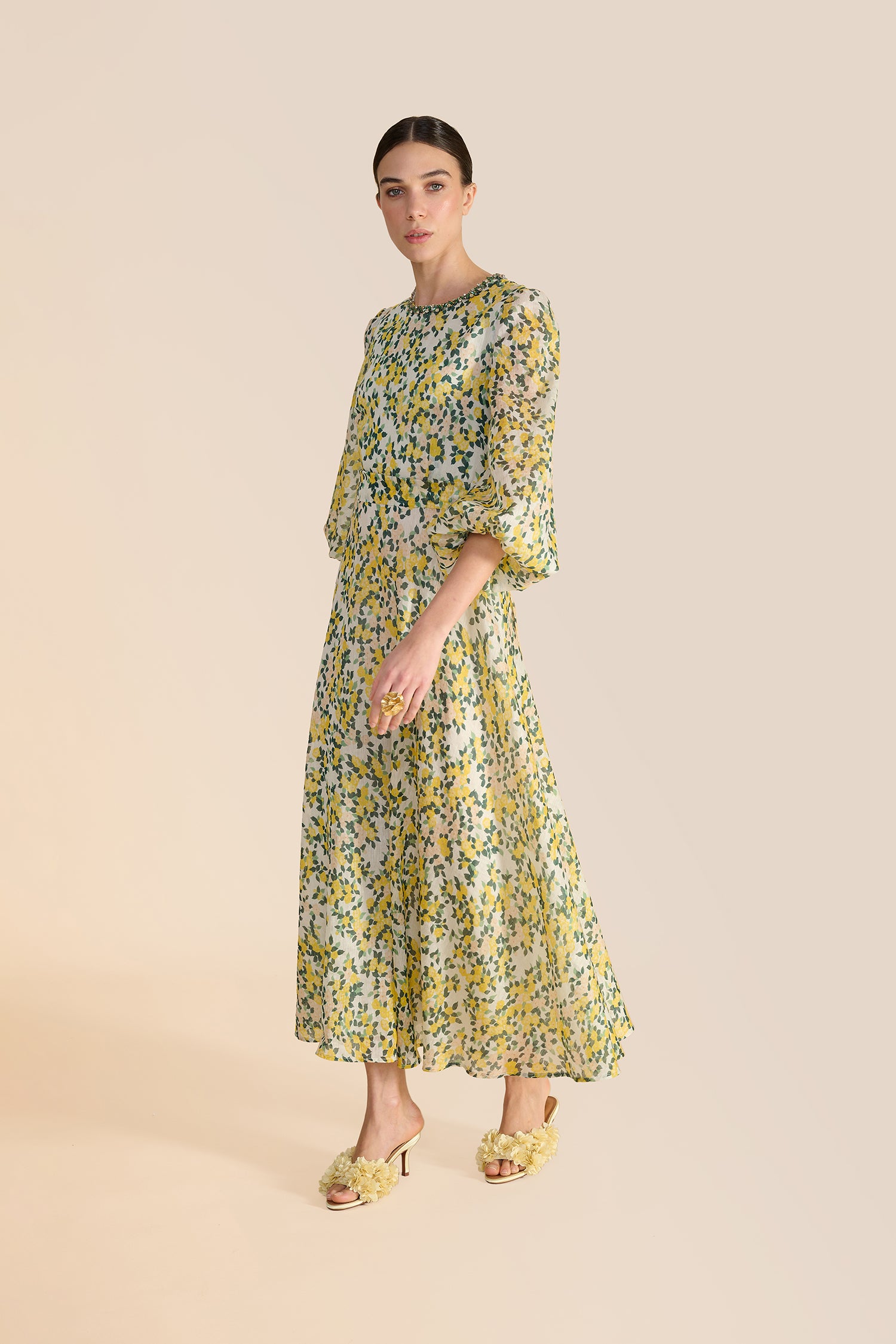 Mikela Lemon Floral Dress