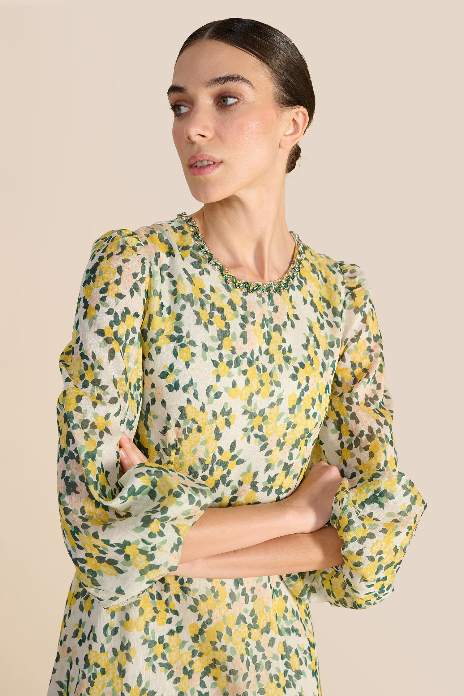 Mikela Lemon Floral Dress