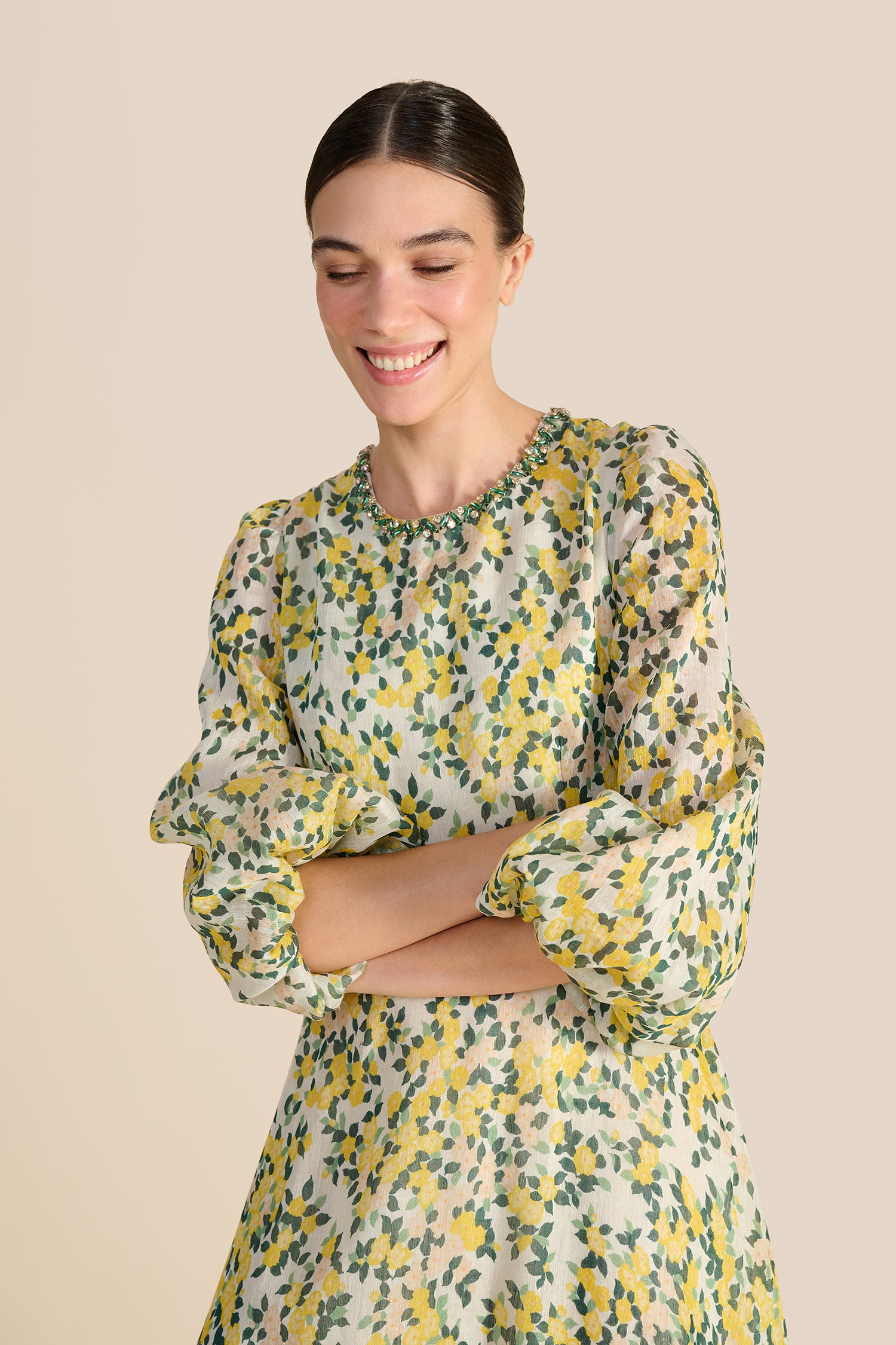 Mikela Lemon Floral Dress