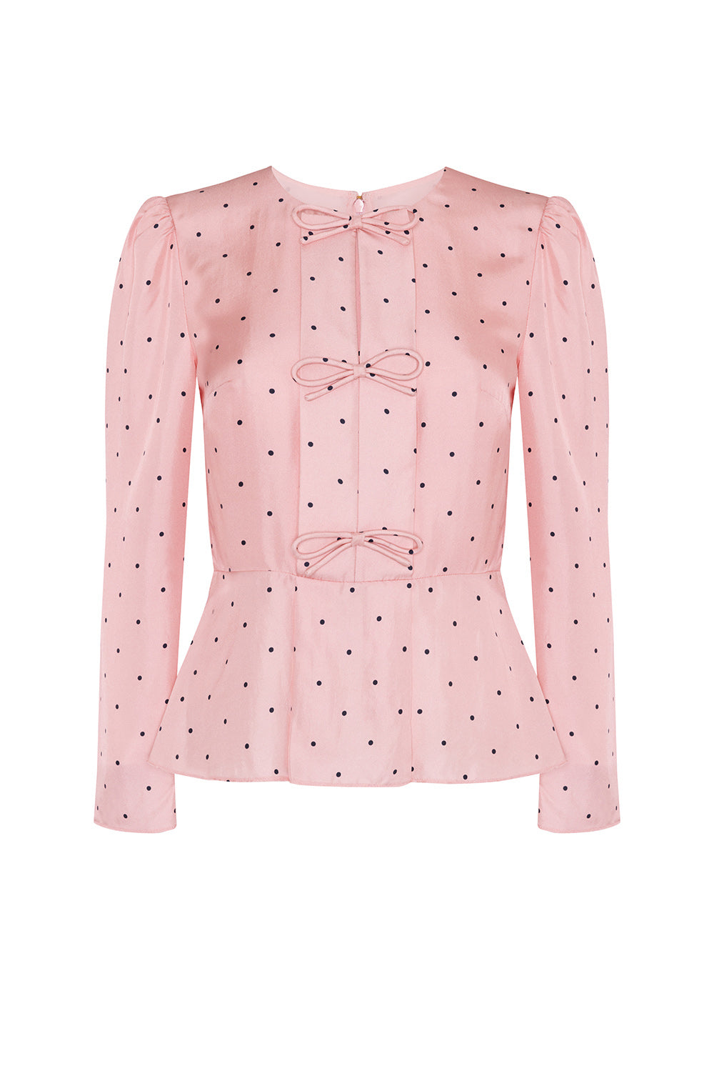 Serena Pink & Navy Polka Dot Blouse