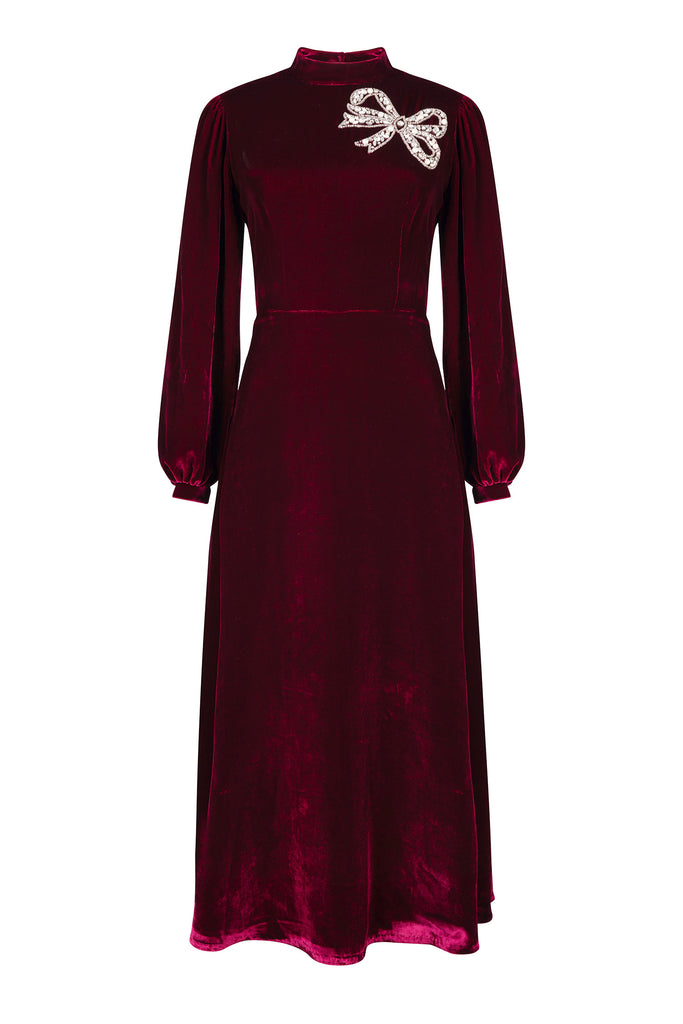 Sonia Embellished Burgundy Dress