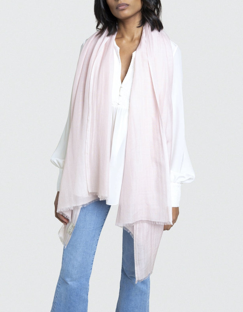 Scarf - Silk & cashmere, pink, white & lilac — Fashion